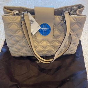 BNWT Kate Spade Astor Court Elena coffee cream quilted leather shoulder bag.